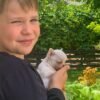 Brandon holding Mini-Bootsie Chihuahua puppy backyard outdoor photo