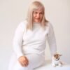 Princess Moana Teacup Chihuahua sitting on white background during photoshoot