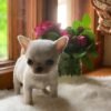 Mini-Bootsie Chihuahua Hub white male teacup Chihuahua puppy portrait at 12 weeks old