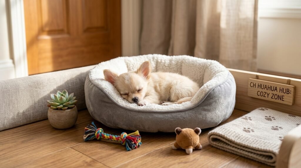 Happy Chihuahua Puppy Relaxing Cozy Zone - Chihuahua Hub